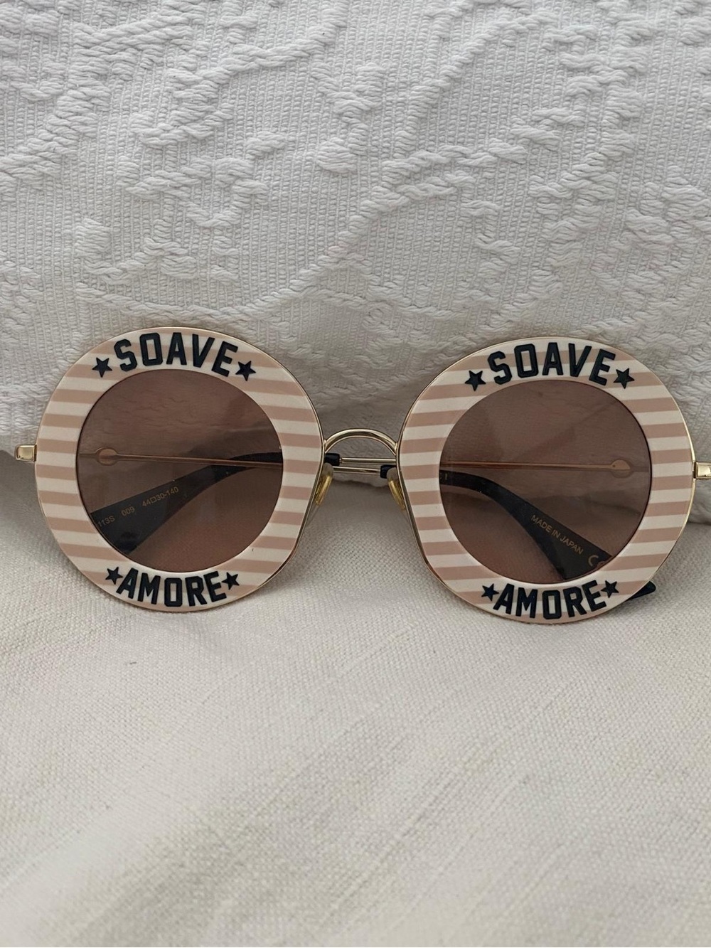 Gucci Round Beige Stripe 'Soave Amore' Sunglasses